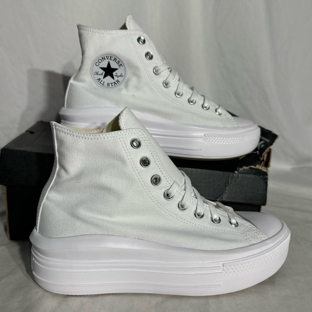 Converse CTAS MOVE Hi High Top Shoes Triple White‎ New Woman's 10